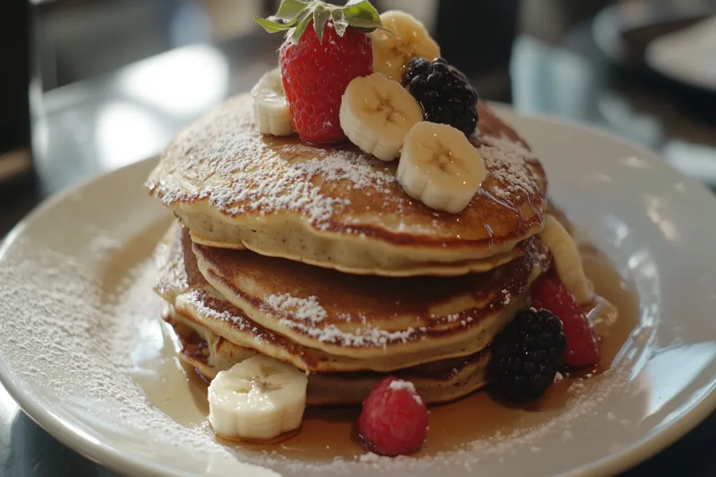 High-protein banana pancakes with nutrient highlights